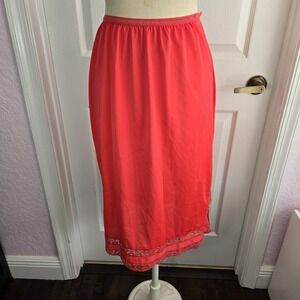 Komar Vintage Red Half‎ Slip Women's Size M Nylon And Lace Lingerie Made In USA